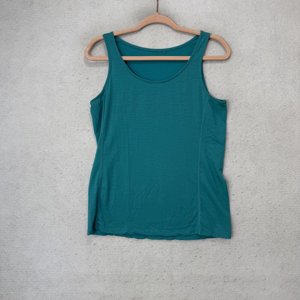 IBEX Tank Top Womens Medium Green Scoop Neck Sleeveless Basic Jersey Knit Casual